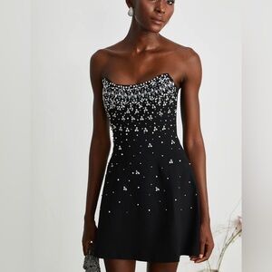 MISS ROSIER MELISANDE BLACK EMBELLISHED MINI DRESS